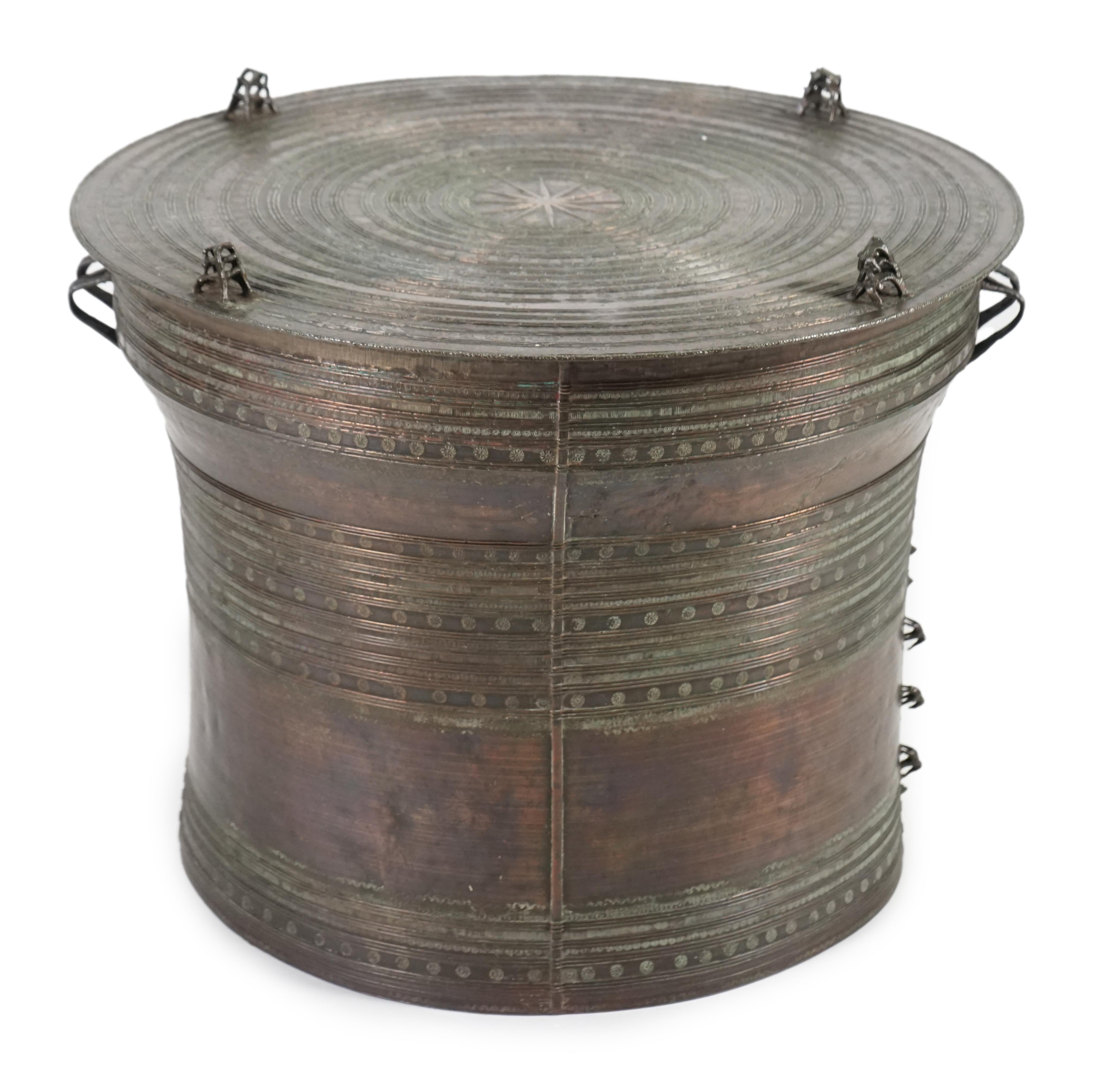 A large Sino-Shan bronze rain drum, Shan States, East Burma, 19th century